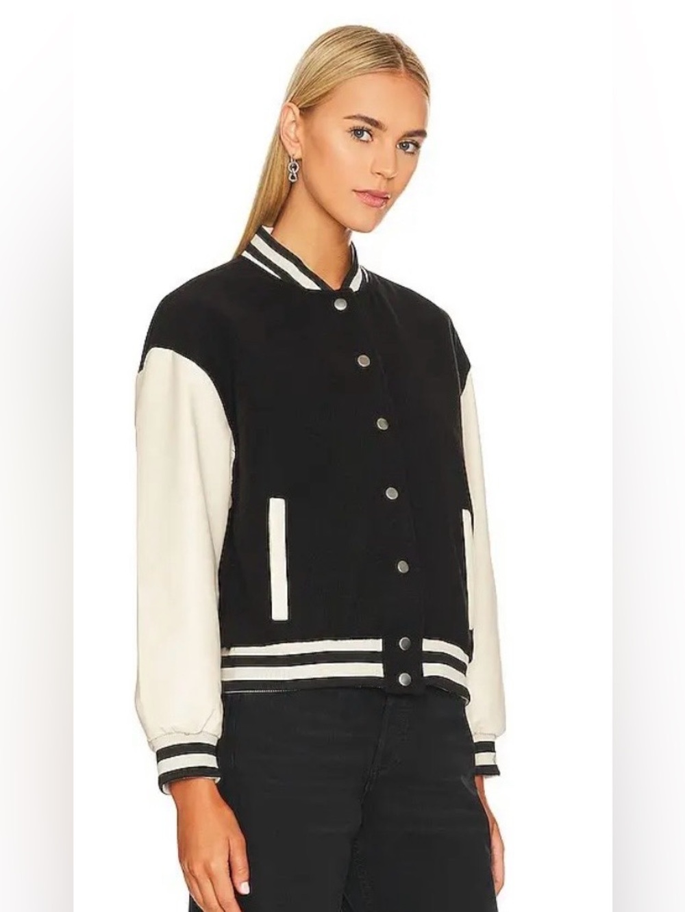 Steve Madden Black and White Women's Varsity Jacket